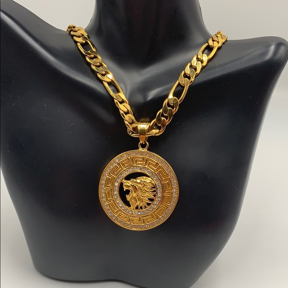 chain and pendant, gold-colored stainles